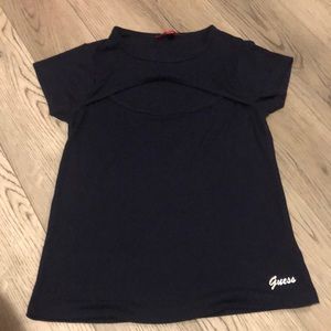 Guess navy blue cut out shirt